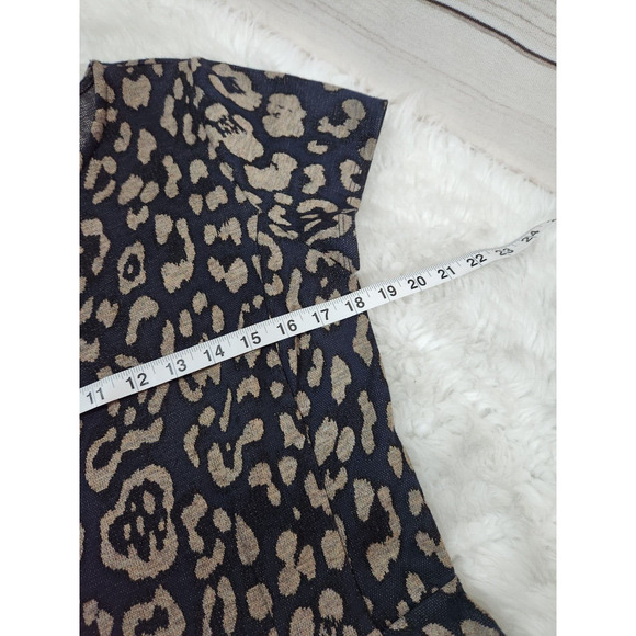 Ann Taylor Womens Multicolor Short Sleeve Leopard Print Peplum Blouse Size M - Picture 5 of 6